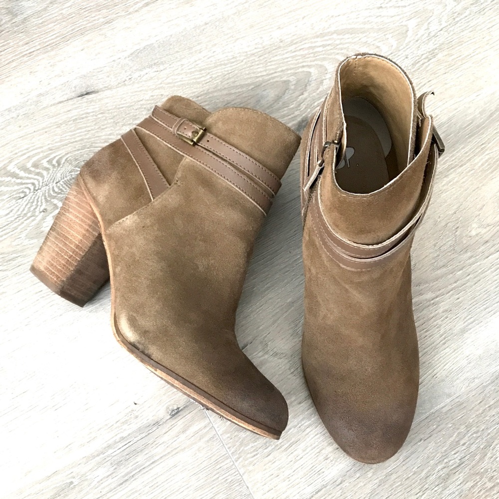 BP tan suede distressed booties